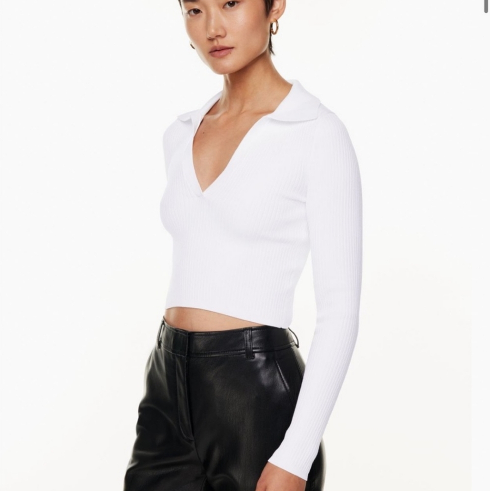 Aritzia- Babaton Sculpt Knit Polo Longsleeve